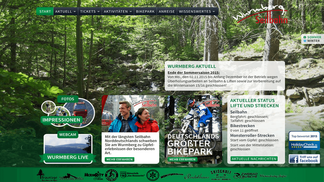 Wurmbergseilbahn Website